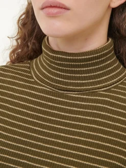 Rollkragenshirt aus Bio Baumwolle(kaktus/light khaki ringel, XS)