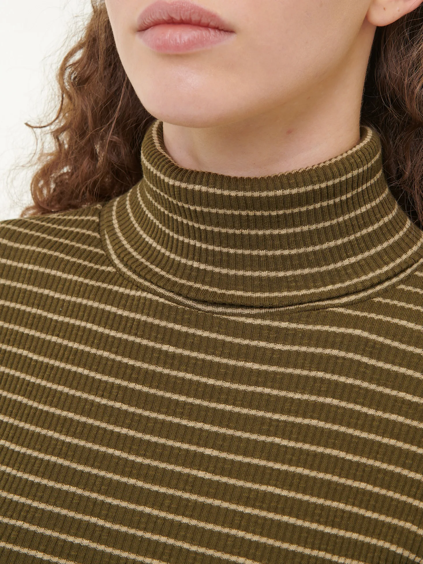 Rollkragenshirt aus Bio Baumwolle(kaktus/light khaki ringel, XS)