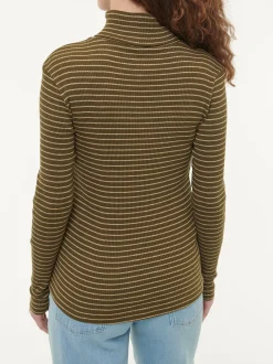 Rollkragenshirt aus Bio Baumwolle(kaktus/light khaki ringel, XS)