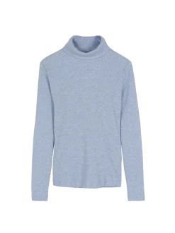 Rollkragenshirt aus Bio Baumwolle/Wolle(lichtblau melange, 40)