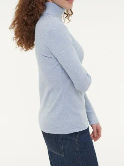 Rollkragenshirt aus Bio Baumwolle/Wolle(lichtblau melange, 42)