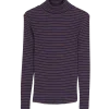 Rollkragenshirt aus Bio Baumwolle(royalblau/rosenholz ringel, XXS)