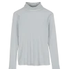 Rollkragenshirt aus Bio Baumwolle/Wolle(eisblau, 44)