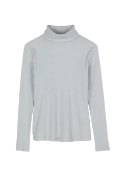 Rollkragenshirt aus Bio Baumwolle/Wolle(eisblau, 44)