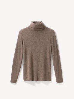 Rollkragenshirt aus Bio Wolle(walnuss melange, XS)