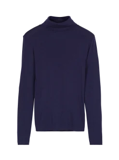 Rollkragenshirt aus Bio Wolle(royalblau, XS)
