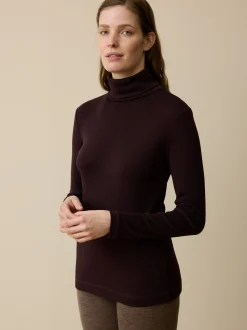 Rollkragenshirt aus Bio Wolle(aubergine, L)