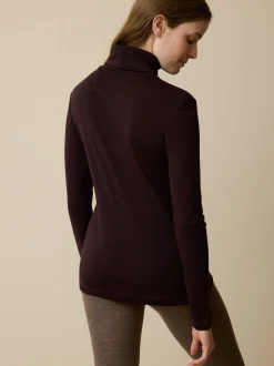 Rollkragenshirt aus Bio Wolle(aubergine, L)