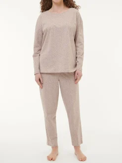 Schlafshirt aus Bio-Baumwolle(blätterdruck mauve, XS)