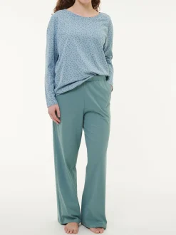Schlafshirt aus Bio-Baumwolle(blumendruck himmelblau, XS)