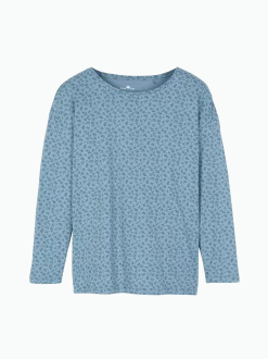 Schlafshirt aus Bio-Baumwolle(blumendruck himmelblau, XS)