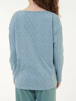 Schlafshirt aus Bio-Baumwolle(blumendruck himmelblau, XS)