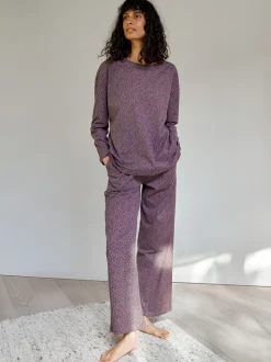 Schlafshirt aus Bio-Baumwolle(blätterdruck aubergine, XS)