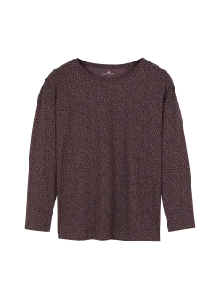 Schlafshirt aus Bio-Baumwolle(blätterdruck aubergine, XS)