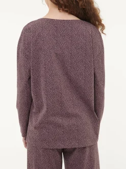 Schlafshirt aus Bio-Baumwolle(blätterdruck aubergine, XS)
