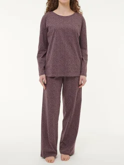 Schlafshirt aus Bio-Baumwolle(blätterdruck aubergine, XS)