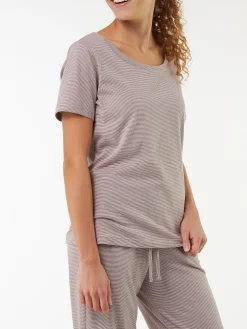 Schlafshirt aus Bio-Baumwolle(ringel kaffee, XS)