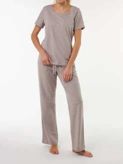 Schlafshirt aus Bio-Baumwolle(ringel kaffee, XS)