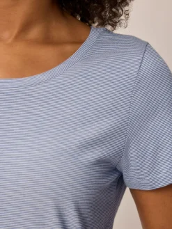 Schlafshirt aus Bio-Baumwolle(meerblau-weiß ringel, XS)