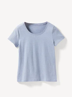 Schlafshirt aus Bio-Baumwolle(meerblau-weiß ringel, XS)