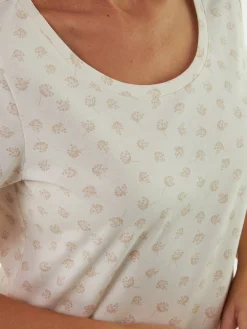 Schlafshirt aus Bio-Baumwolle(blume weiss, XS)