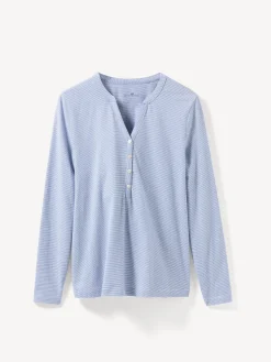 Schlafshirt aus Bio-Baumwolle(meerblau/weiß, XS)