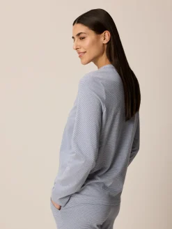 Schlafshirt aus Bio-Baumwolle(meerblau/weiß, XS)