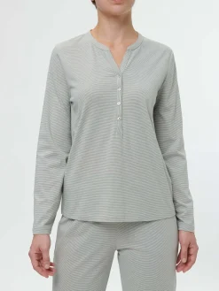 Schlafshirt aus Bio-Baumwolle(salbei/weiss ringel, XS)