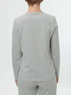 Schlafshirt aus Bio-Baumwolle(salbei/weiss ringel, XS)