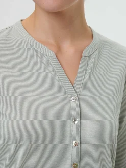 Schlafshirt aus Bio-Baumwolle(salbei/weiss ringel, XS)
