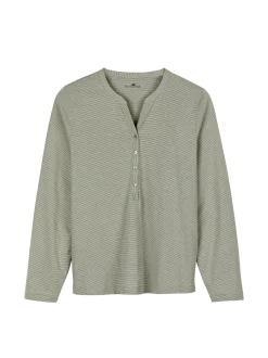 Schlafshirt aus Bio-Baumwolle(salbei/weiss ringel, XS)