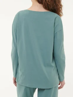 Schlafshirt aus Bio-Baumwolle(blaugrün, XS)