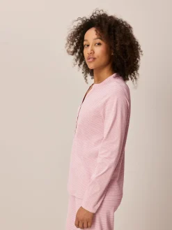 Schlafshirt aus Bio-Baumwolle(winterflieder ringel, XS)