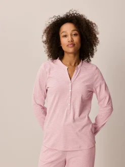 Schlafshirt aus Bio-Baumwolle(winterflieder ringel, XS)
