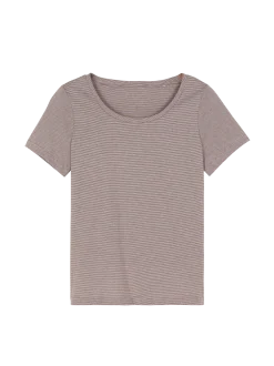 Schlafshirt aus Bio-Baumwolle(ringel kaffee, S)