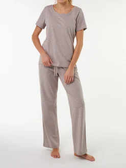 Schlafshirt aus Bio-Baumwolle(ringel kaffee, S)