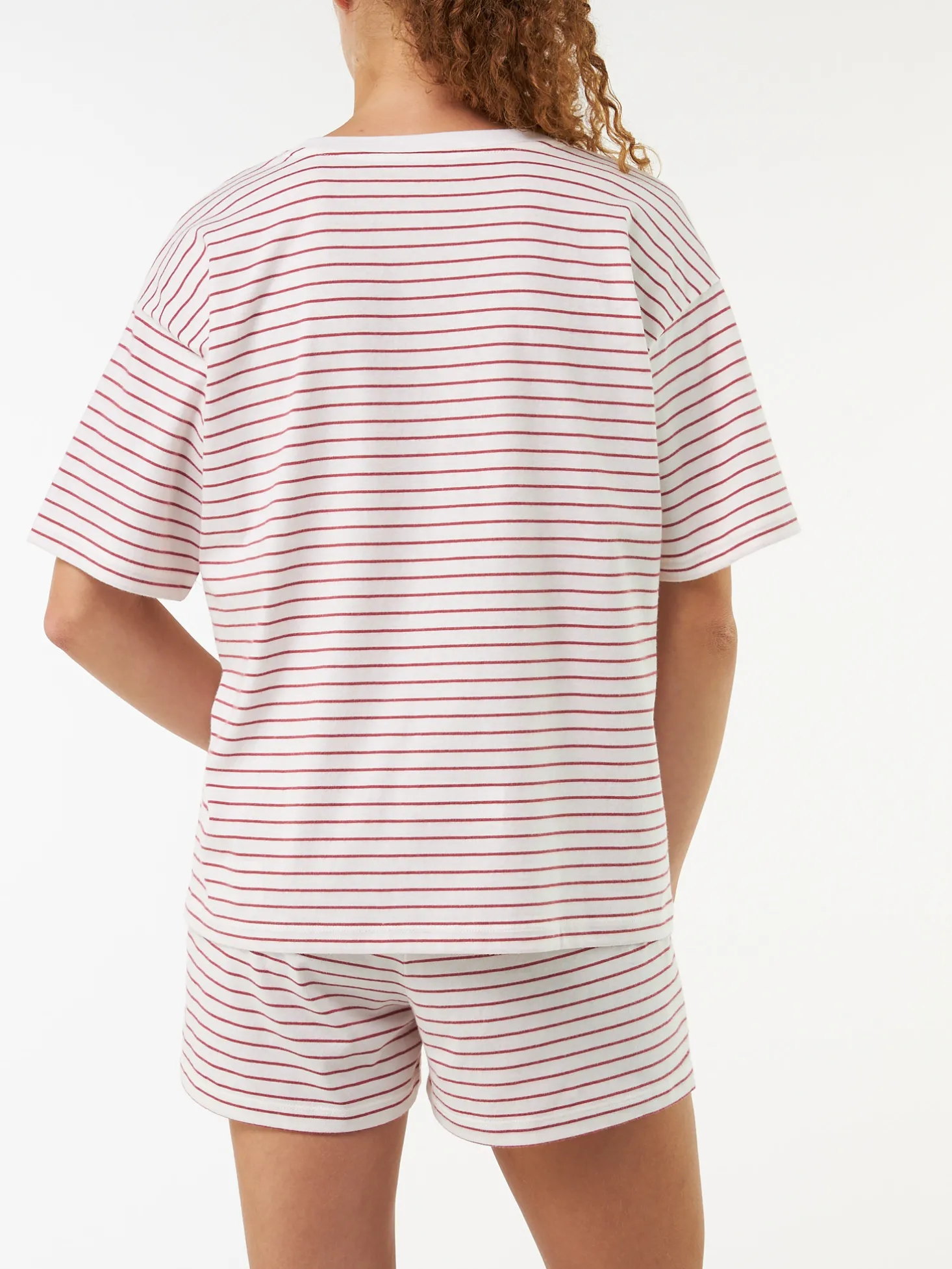 Schlafshirt Kurzarm aus Bio Baumwolle(ringel himbeer, XS)