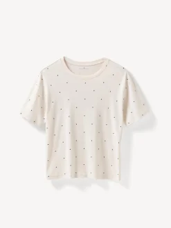 Schlafshirt Kurzarm aus Bio Baumwolle(punkte druck , XS)