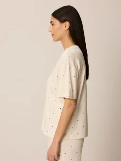 Schlafshirt Kurzarm aus Bio Baumwolle(punkte druck , XS)