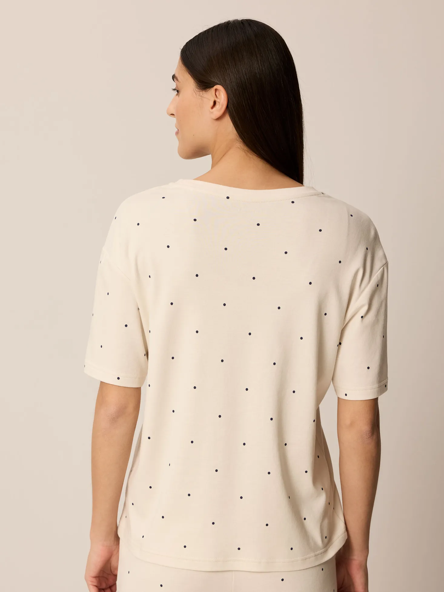 Schlafshirt Kurzarm aus Bio Baumwolle(punkte druck , XS)