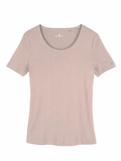 Schlafshirt Kurzarm aus Bio-Baumwolle(mauve, XL)