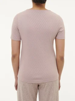 Schlafshirt Kurzarm aus Bio-Baumwolle(mauve, XL)