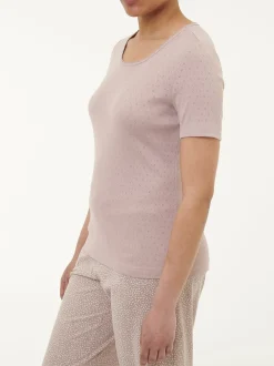 Schlafshirt Kurzarm aus Bio-Baumwolle(mauve, XL)