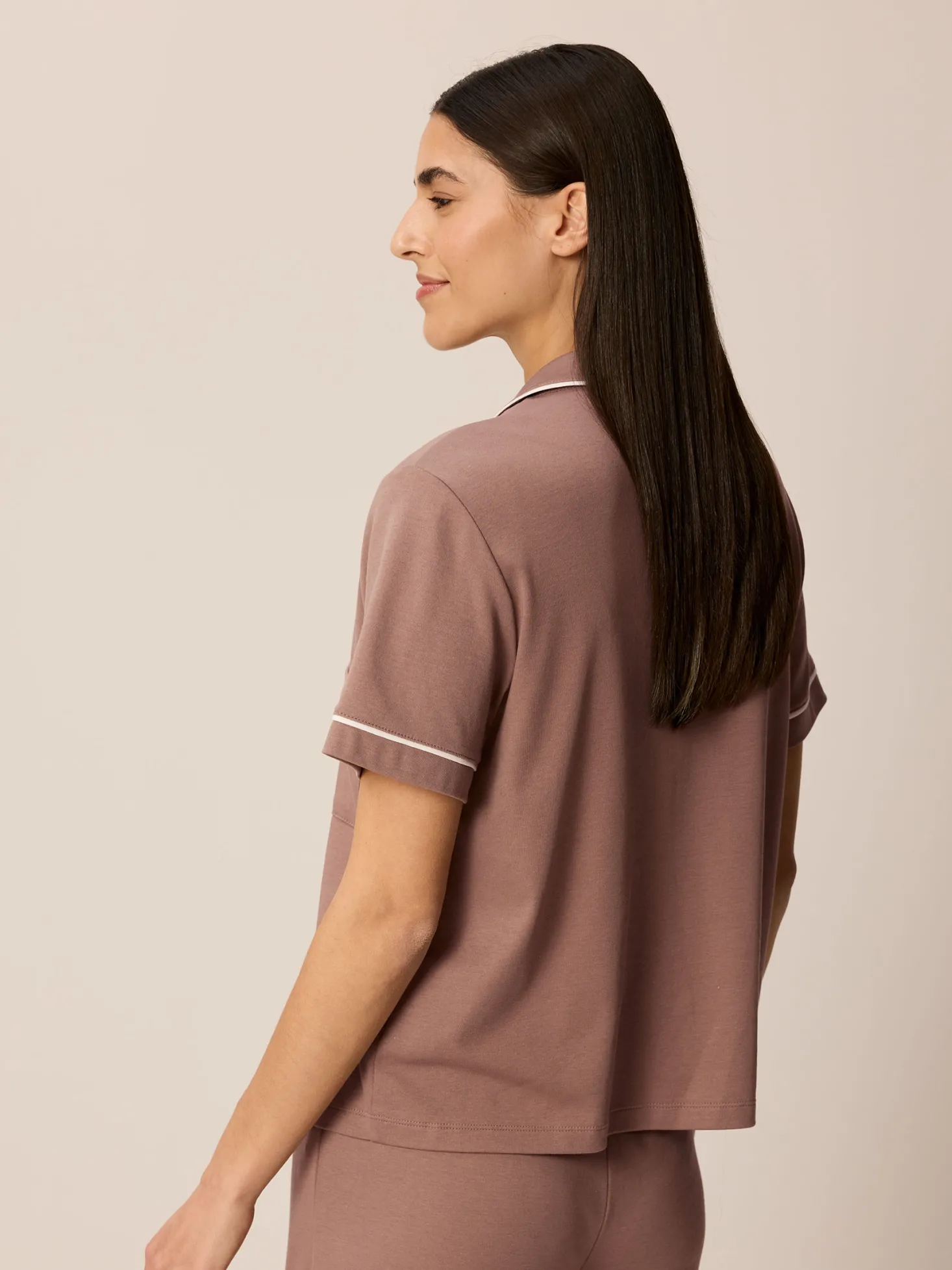 Schlafshirt Kurzarm aus Bio Baumwolle(kaffee, XS)