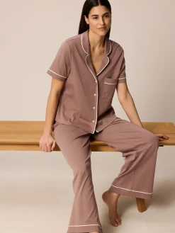 Schlafshirt Kurzarm aus Bio Baumwolle(kaffee, XS)