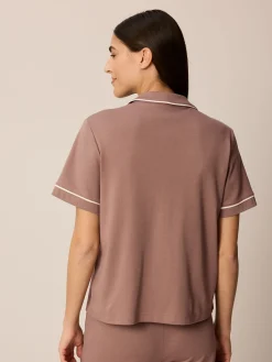 Schlafshirt Kurzarm aus Bio Baumwolle(kaffee, XS)