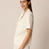 Schlafshirt Kurzarm aus Bio Baumwolle(weiß, XS)