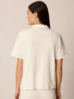 Schlafshirt Kurzarm aus Bio Baumwolle(weiß, XS)