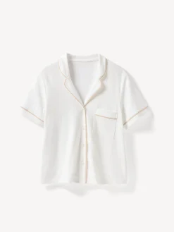 Schlafshirt Kurzarm aus Bio Baumwolle(weiß, XS)