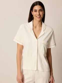Schlafshirt Kurzarm aus Bio Baumwolle(weiß, XS)